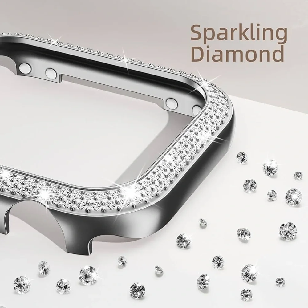 Silver Smartwatch Case with Crystal Accents